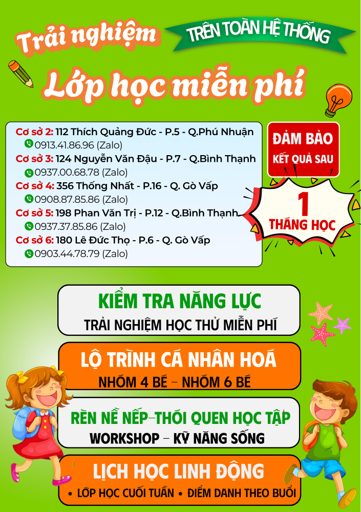LỚP HỌC TRẢI NGHIỆM TRÊN TOÀN HỆ THỐNG
